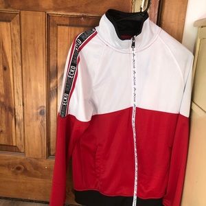 Marc ecko scripted red zip up jacket sweatshirt